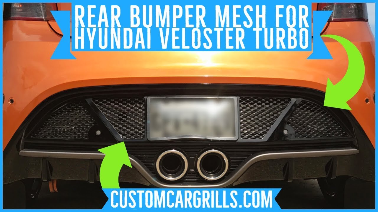 Hyundai Veloster Turbo Rear Bumper Mesh Grill Installation How-To by customcargrills.com