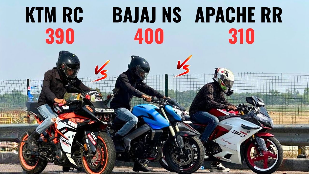 KTM RC 390 vs Pulsar Ns 400 vs Apache RR 310 Drag Race Battle 🔥 180 KMPH 👉❓😱