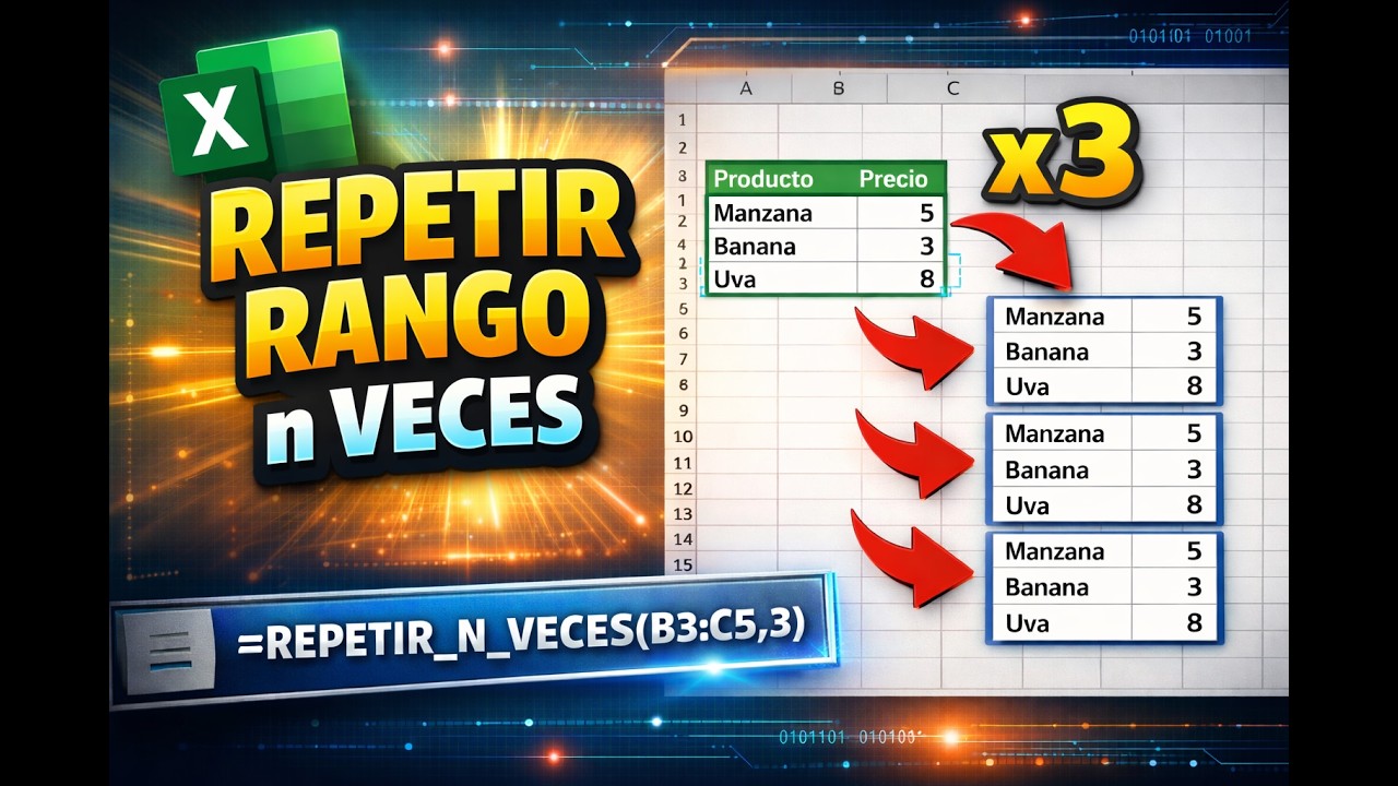 Repetir un Rango n Veces de manera Dinamica en Excel | Función Personalizada Paso a Paso