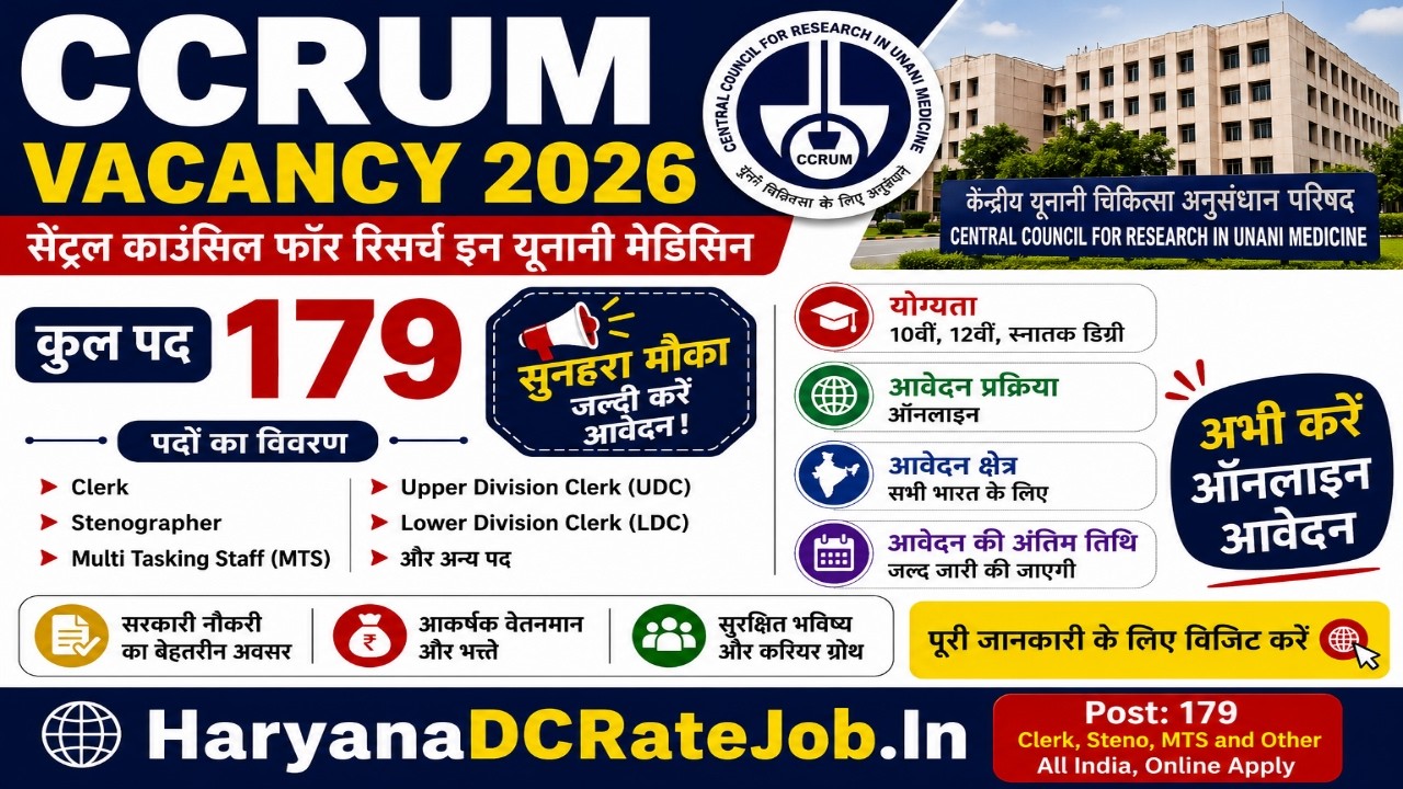 CCRUM Vacancy 2026 | Central Government Job | Apply Online