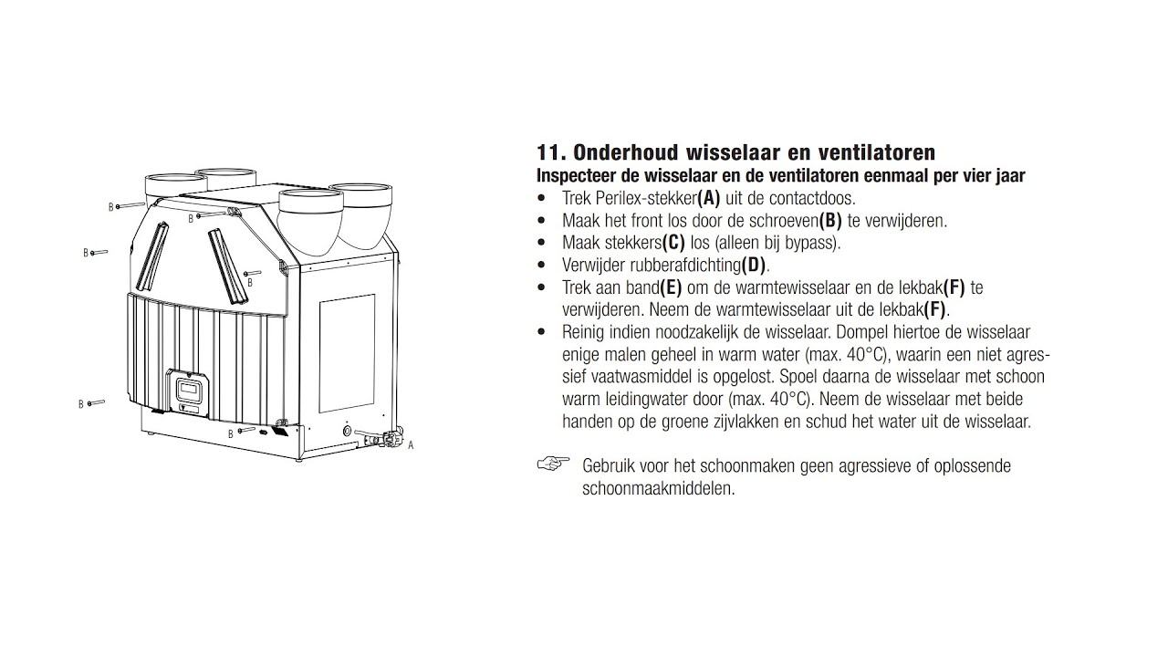 J.E. Storkair/Zehnder WHR90 WTW Onderhoud warmtewisselaar en ventilatoren