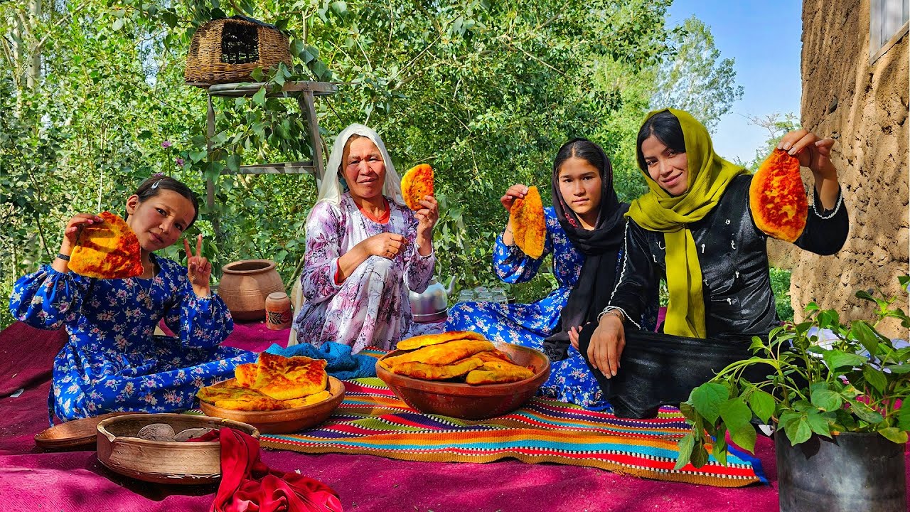 Afghan Bolani with Garden Greens — A Peaceful Day in Bamyan Village