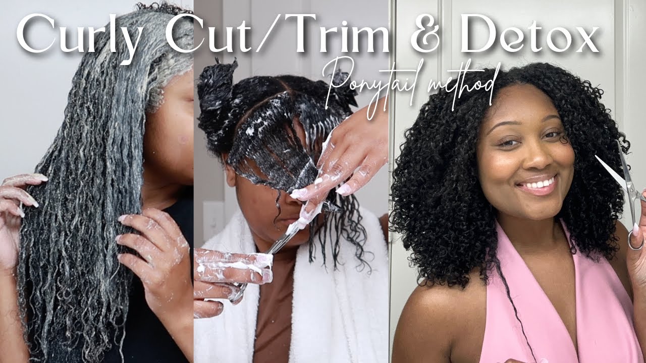 DIY Curly Cut & Curl Detox At Home | Ponytail Hair Cut Method
