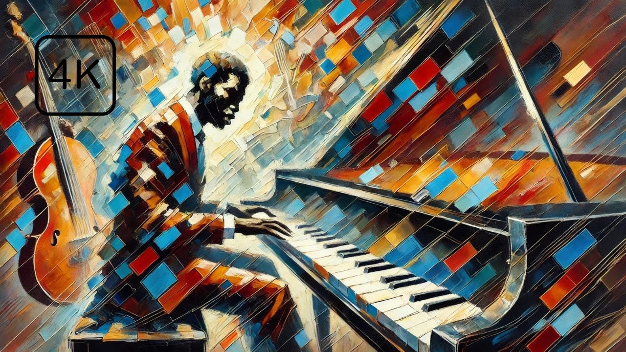 Abstract Jazz Pianist in 4K | 3-Hours of Artistic Motion & Colour | No Sound