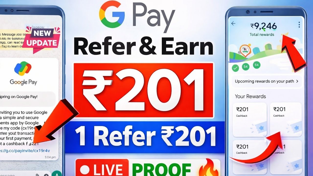 Google Pay Refer & Earn ₹201 💰 | GPay New Update 2026 | Live Proof 🔥 Earn Money Online