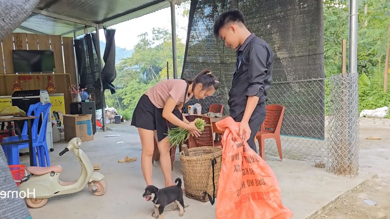 The homeless boy picked chives, sold chickens and saved money to buy onions to plant.