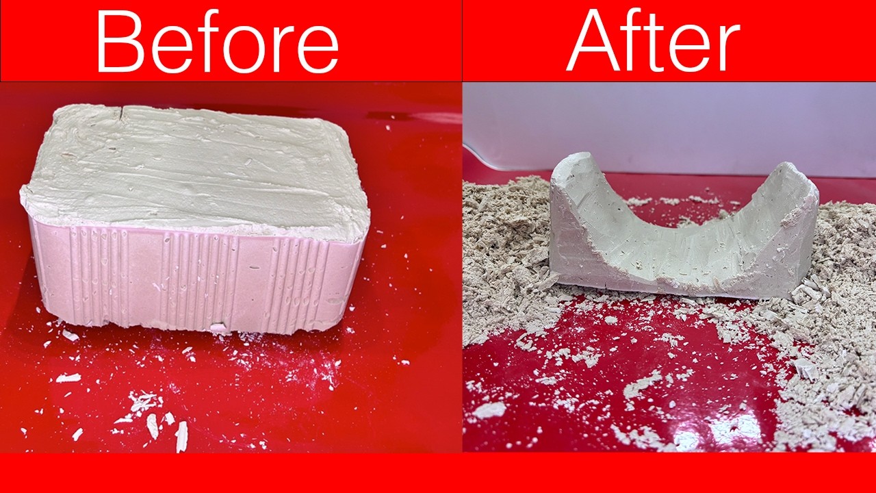 Plaster Block Carving with knife ASMR