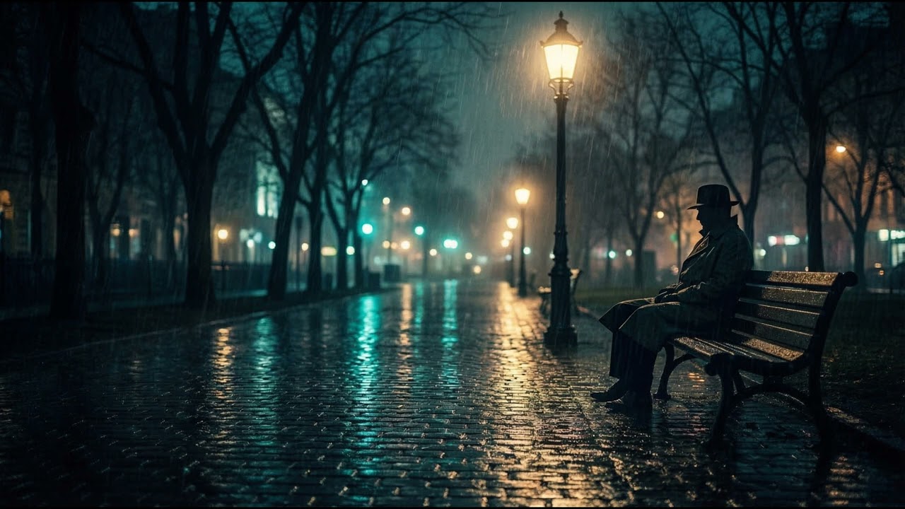 1950s Rainy Night Street - 3 Hours of Melancholic Jazz for Deep Contemplation & Solitude