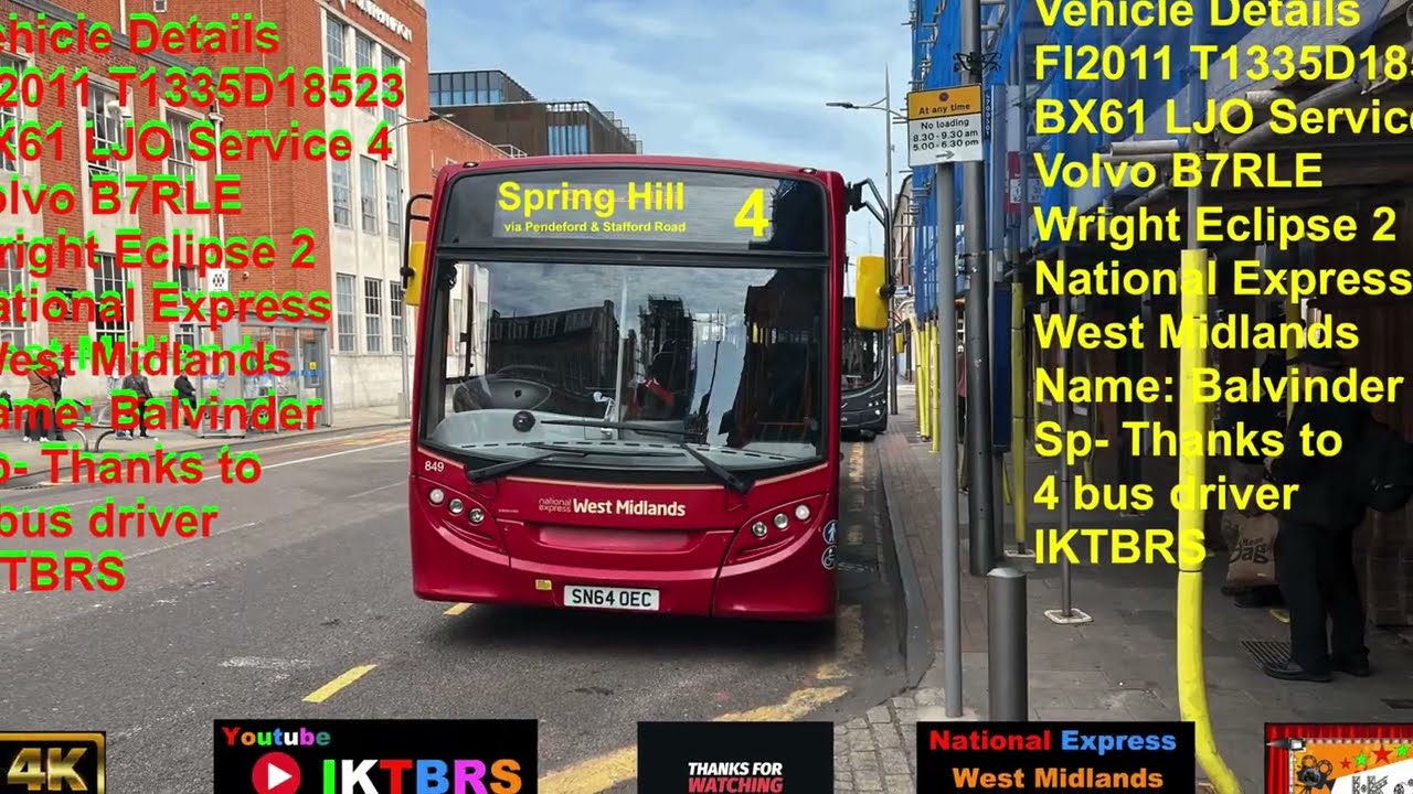 Bus Route 4  Pendeford To Spring Hill   4K