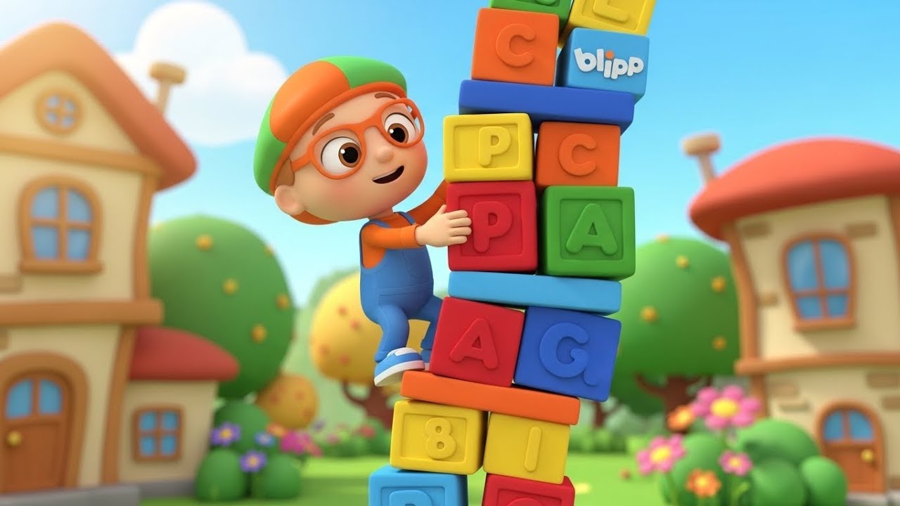 Blippi Danced on a Tower of Wobbly Blocks 🟦🟧 | Funny Toddler Song | Kids Rhymes
