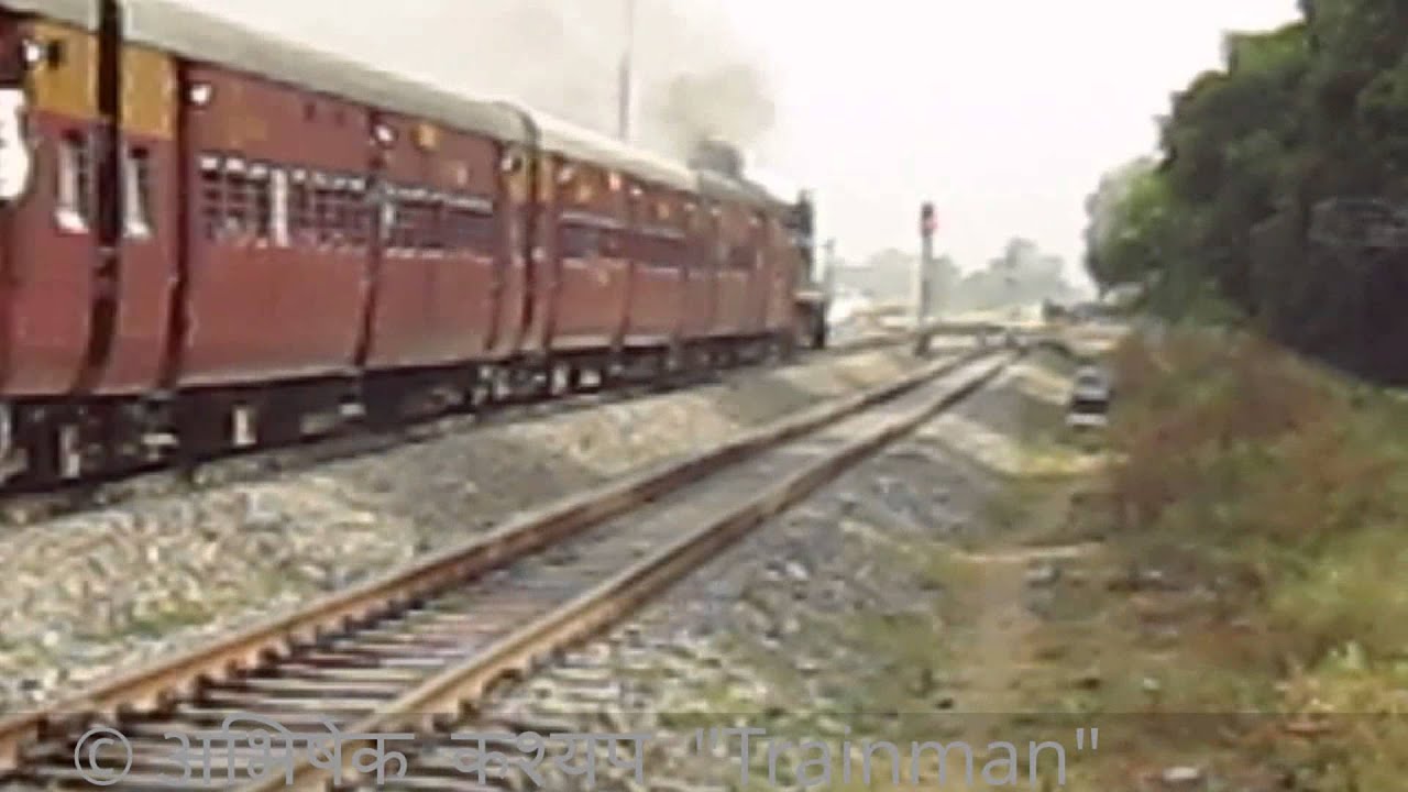 Rohilkhand express showing guts of raw power YDM4 in speed crossing Dohna yard