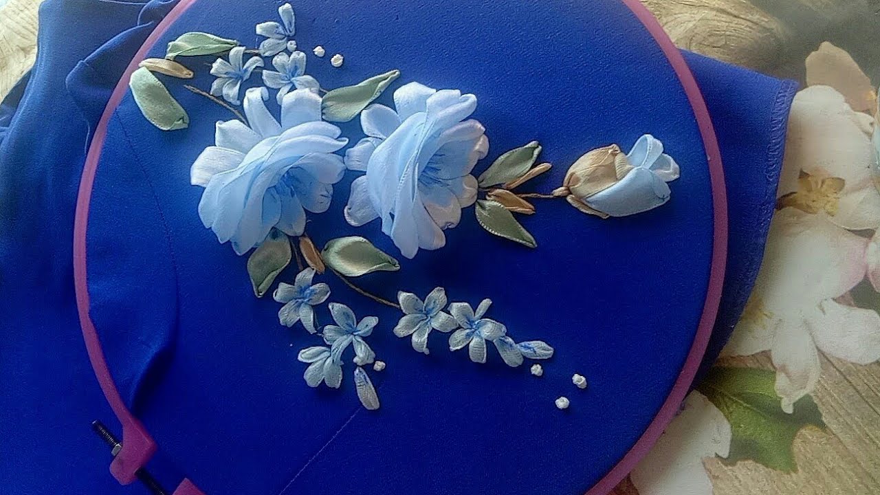 119-D.I.Y Ribbon embroidery /Hướng dẫn thêu ruy băng trên áo
