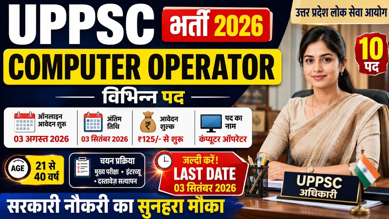 UPPSC Computer Operator Recruitment 2026 | Apply Online | Last Date03 September | UPPSC Vacancy 2026