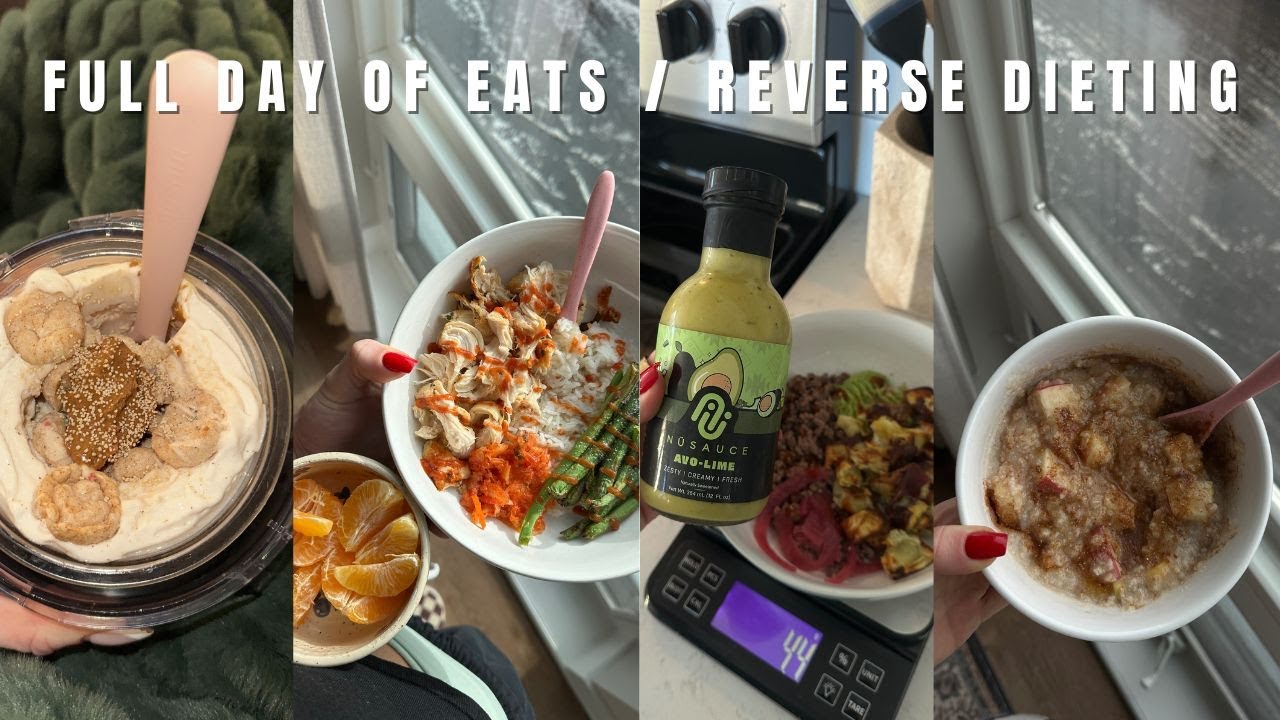 VLOG: full day of eating in a reverse dieting phase, navigating post show, & more!