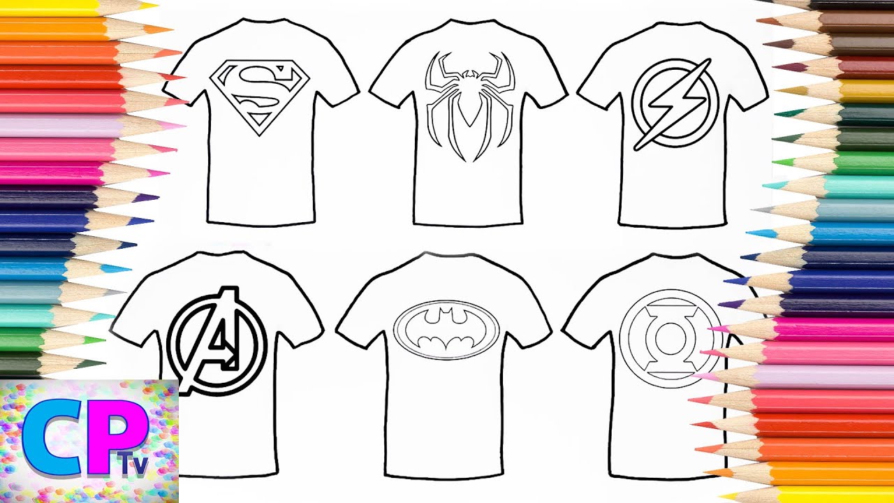 Superman,Spiderman,Flash,The Avengers,Batman....T-Shirt Coloring Pages Tv, How to Color Superheroes