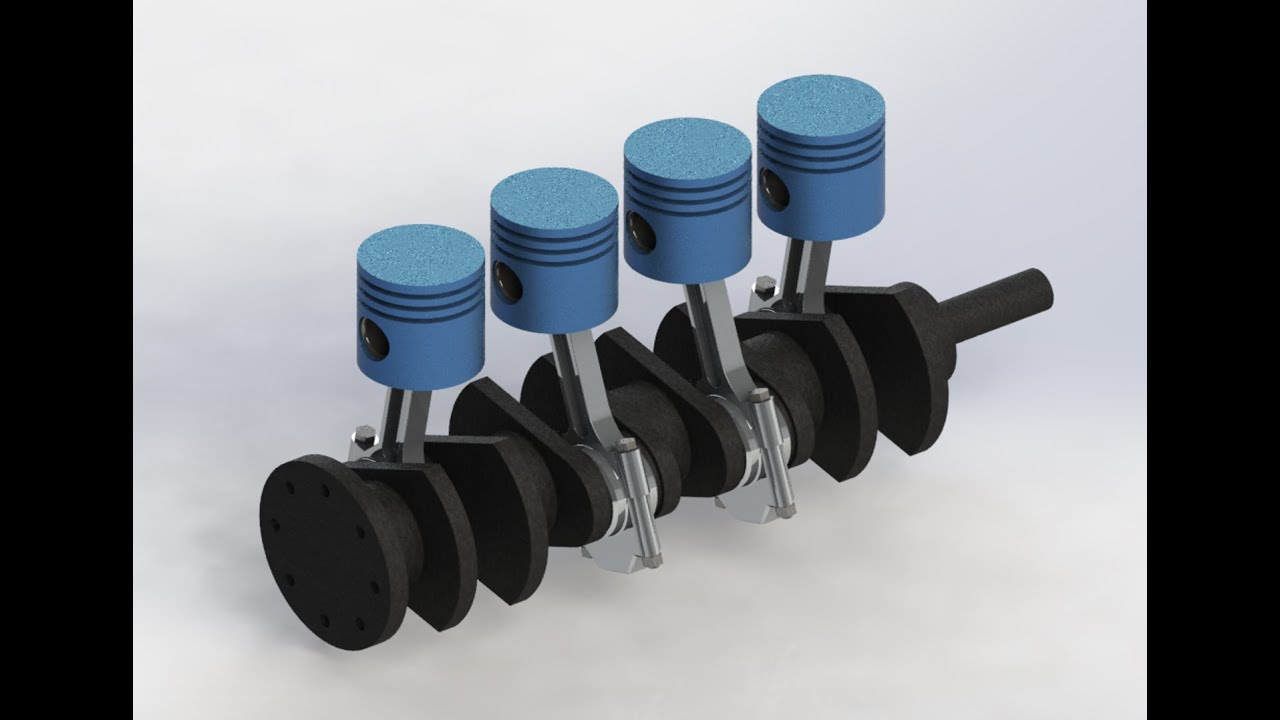 Tutorial de Solidworks-Estudio de movimiento, motor de 4 pistones - (partes en la descripción)
