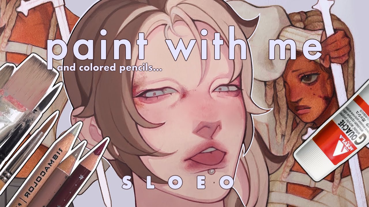 Acrylic Gouache and Colored Pencils!! ✦ Paint with me ✦ sloeo