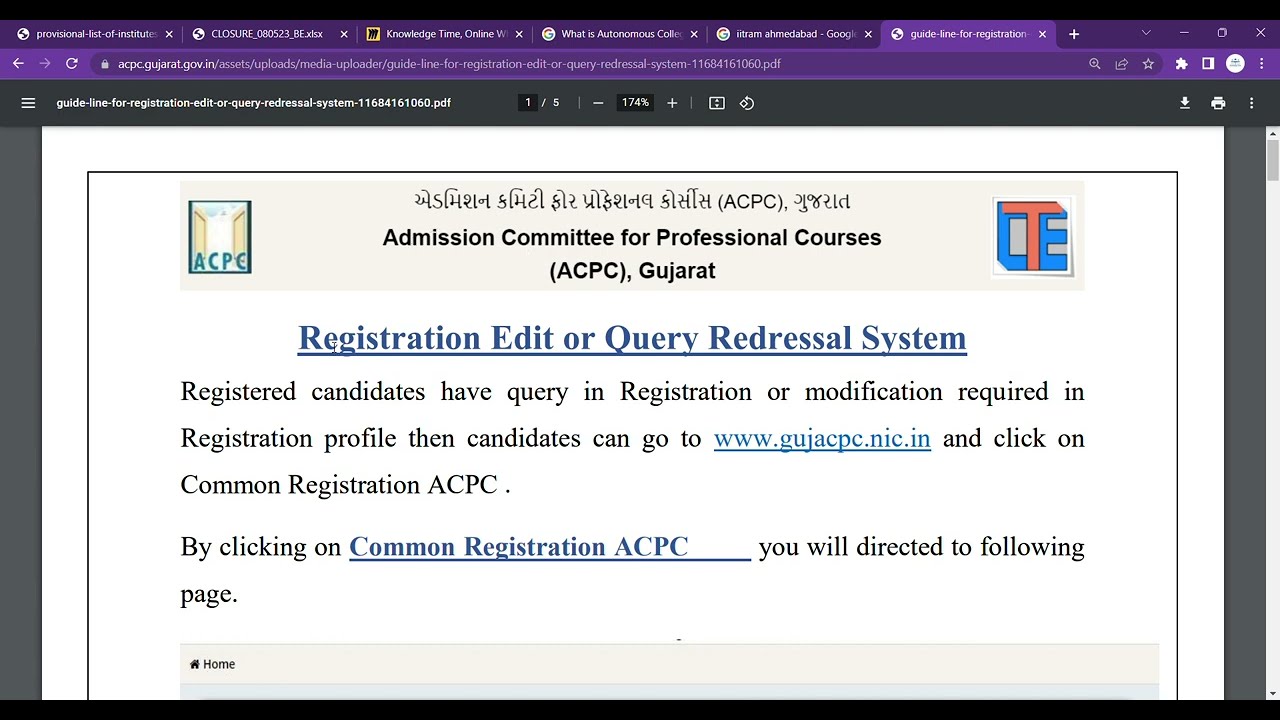 Guidelines for Registration Edit or Query Redressal system
