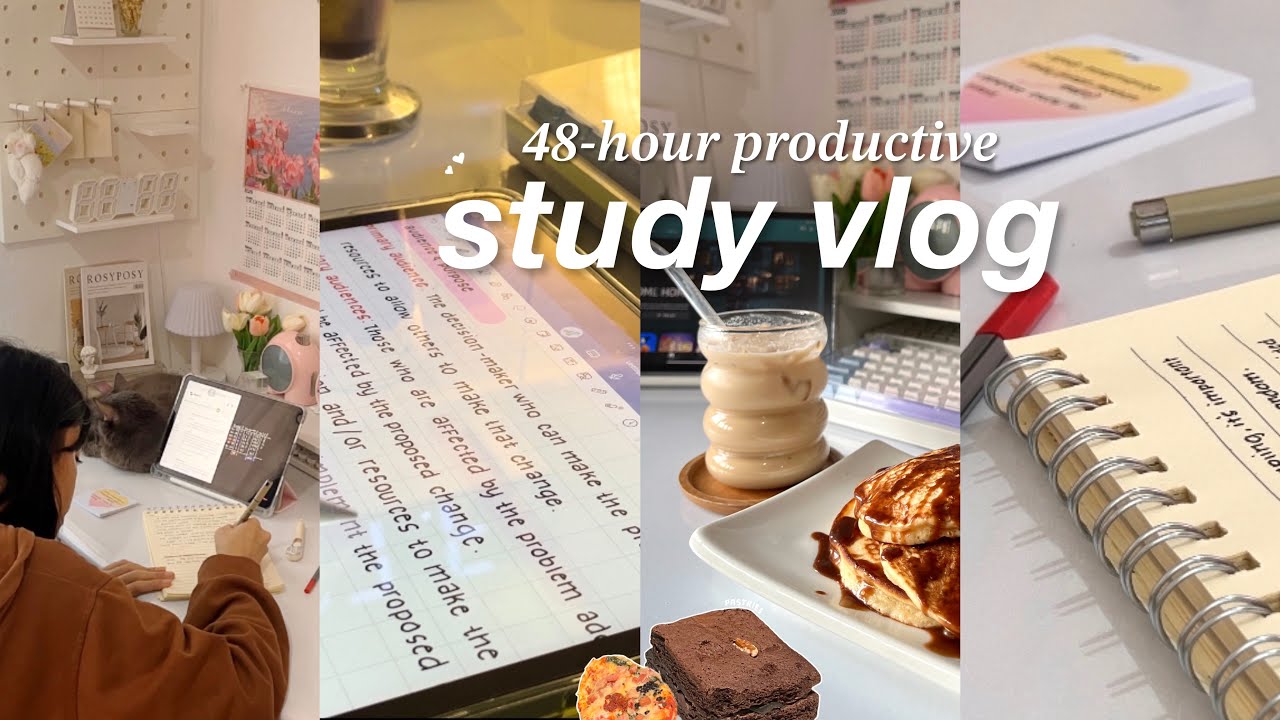 48-HOUR productive study vlog ☕️ late night studying, 12 am coffee run, catching up on lectures, etc