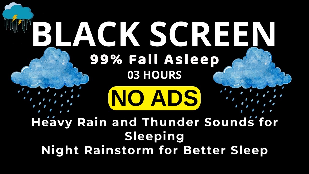 🔴 Heavy Rain and Thunder Sounds for Sleeping 🌩️ Black Screen | Defeat Insomnia in 5 Minutes🌩️