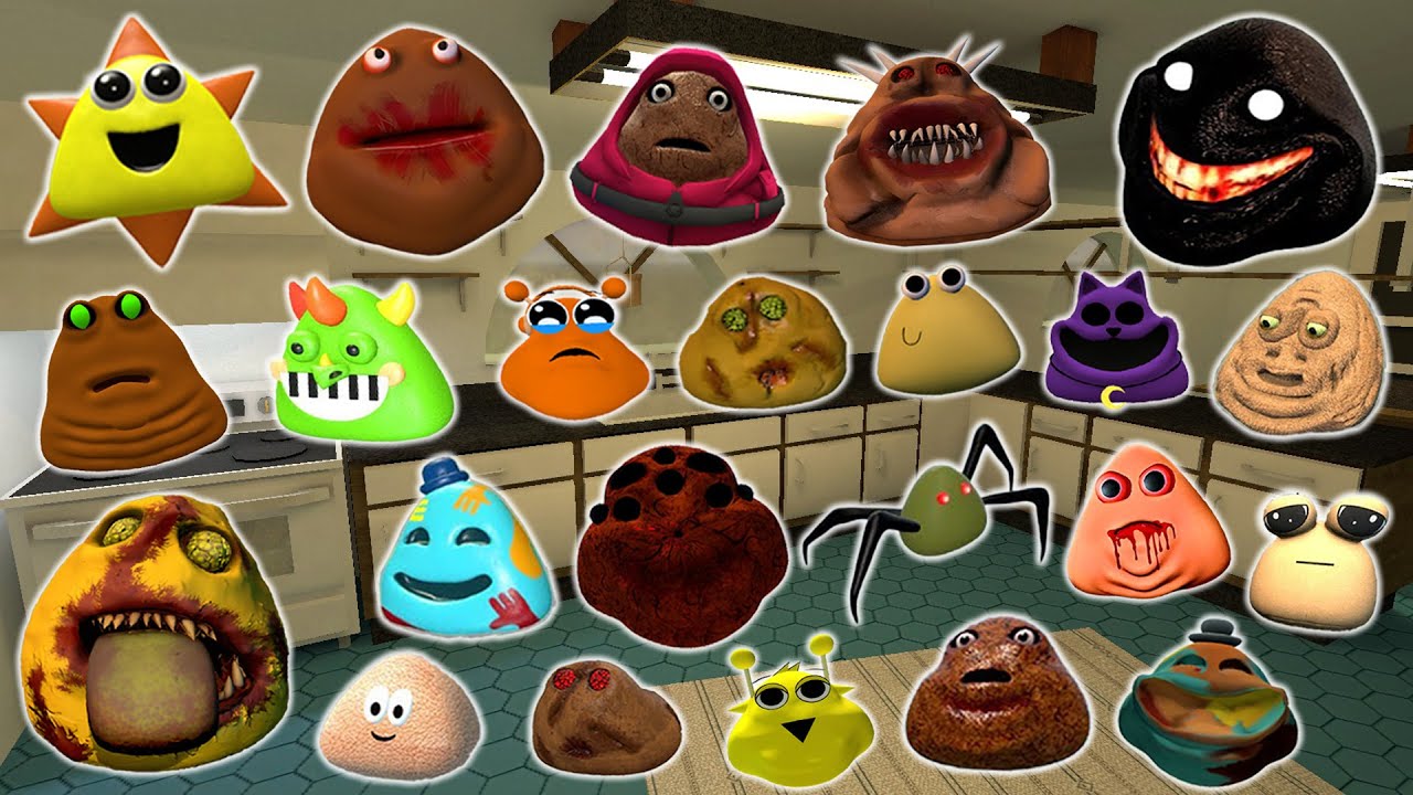 DESTROY ALL ROBLOX 3D POU BOU'S REVENGE FAMILY in BIG KITCHEN Garry's Mod