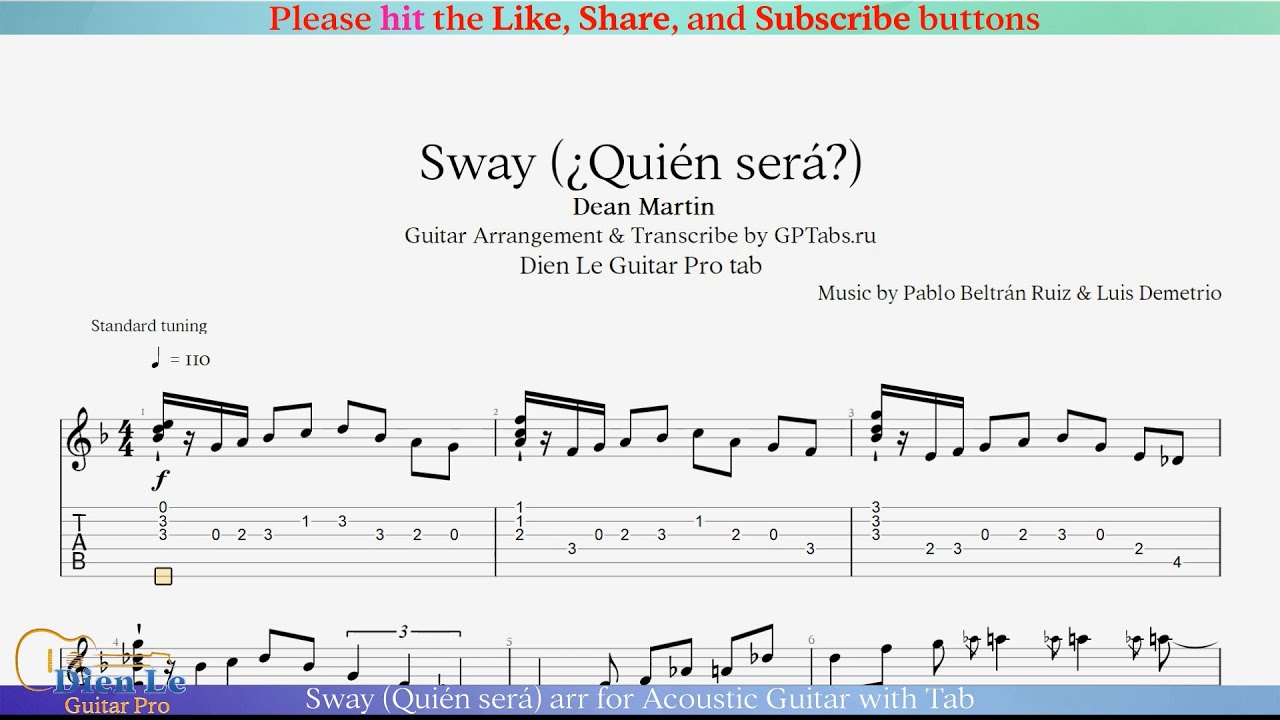 Sway (Quién será) arr for Acoustic Guitar with Tab