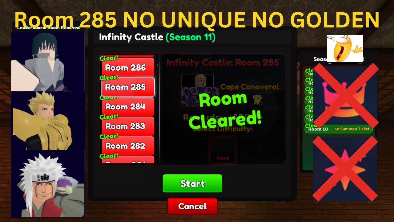[NO UNIQUE/GOLDEN] Room 285 - Infinity Castle S11 | Anime Adventures