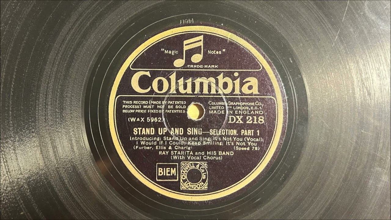 Stand Up And Sing Selection - Ray Starita And His Band - Columbia DX 218