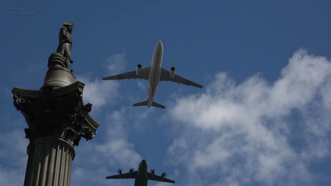 RAF Flypast for King Charles III Birthday, Trafalgar Square, London, UK, 15th June 2024