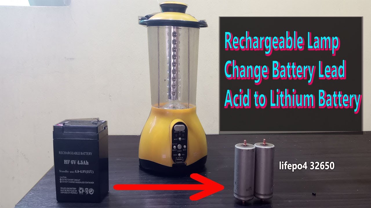 Rechargeable lamp with radio change lead acid battery to lithium battery