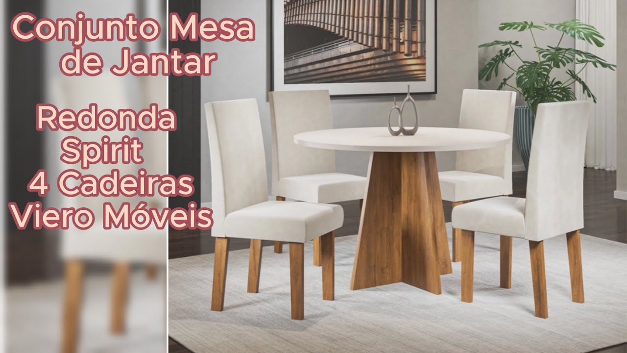 Conjunto Mesa De Jantar Redonda Spirit Com 4 Cadeiras Viero#montagem #saladejantar #passofundo