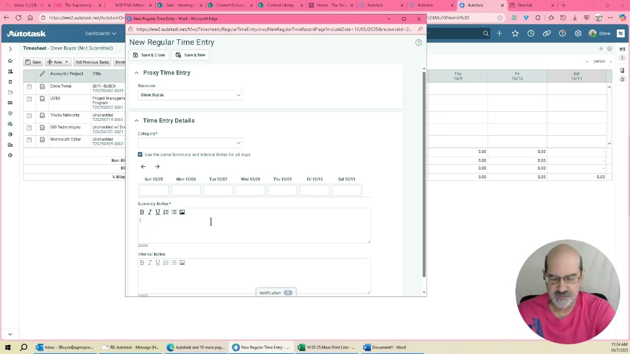 Tech Regular Time Added to Timesheet in Autotask