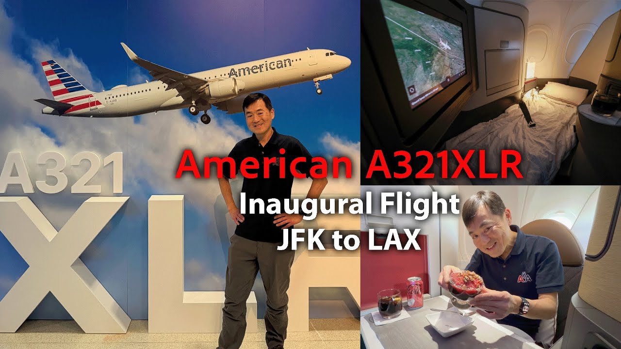 Первый рейс American Airlines на самолете Airbus A321XLR из аэропорта JFK в Лос-Анджелес: флагман...