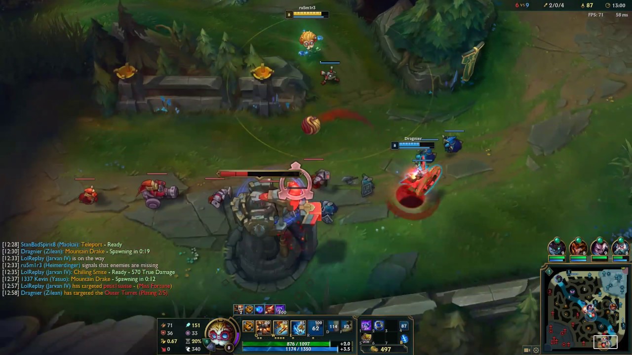 HEIMERDINGER as ADC vs MISS FORTUNE BOT - 9.2 Patch