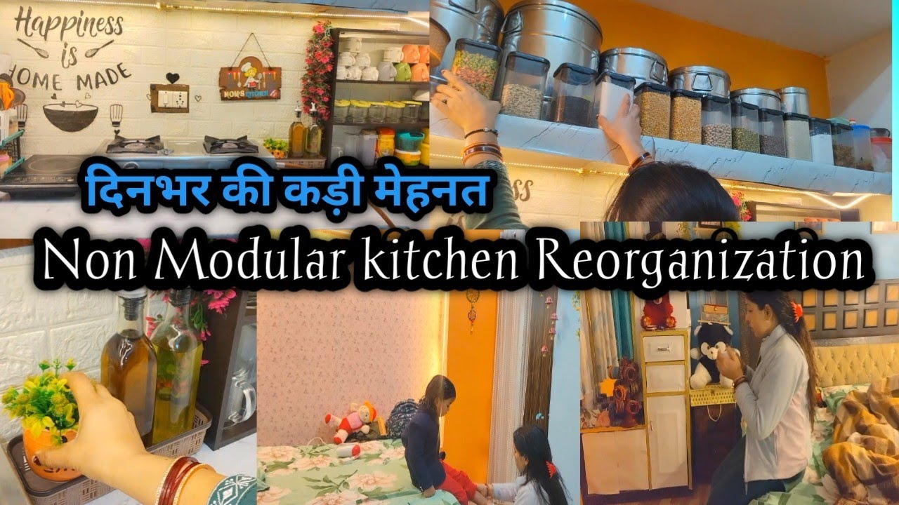 💁दिनभर की कड़ी मेहनत फिर सुकून ही सुकून🥰 My Non modular kitchen reorganization & Deep cleaning 