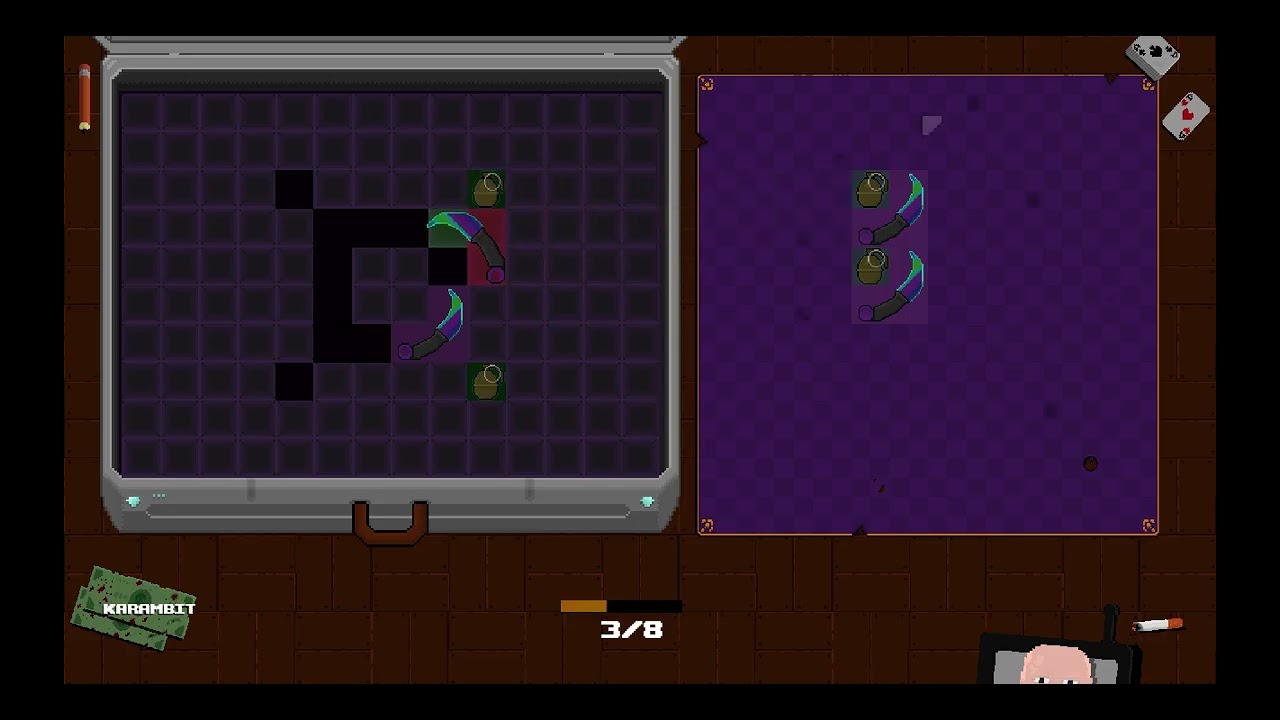 Briefcase — As an assassin's assistant, pack briefcases with guns, bullets, knives...