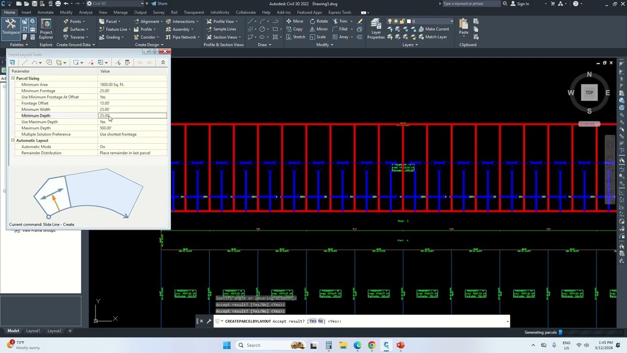 Town Planning - Parcel Toot in Civil 3d