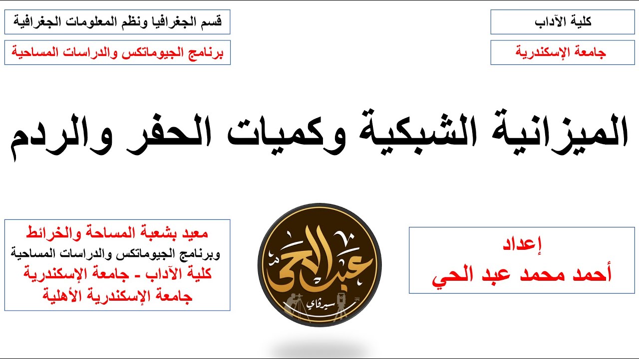 الميزانية الشبكية وحساب كميات الحفر والردم
