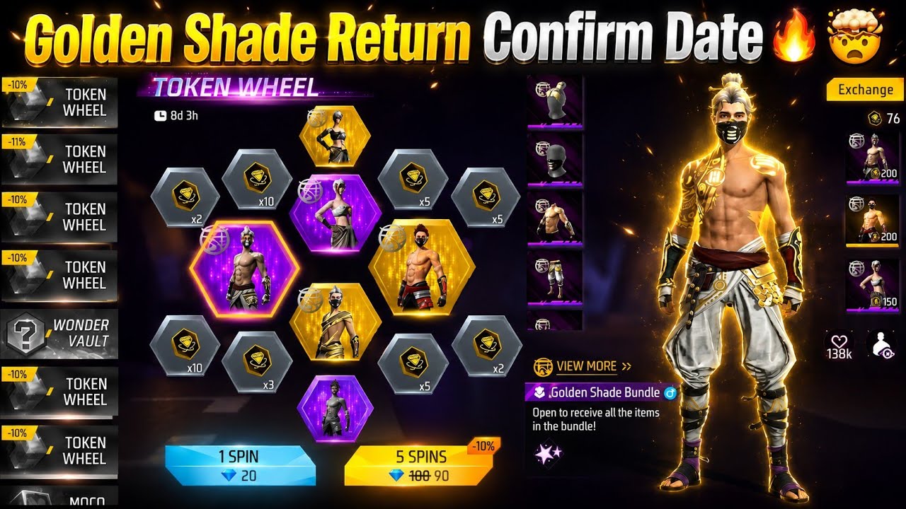 Golden Shade Bundle Return 🤯..? | Golden Shade token Exchange Rate 🤔| FF Next Upcoming Update 