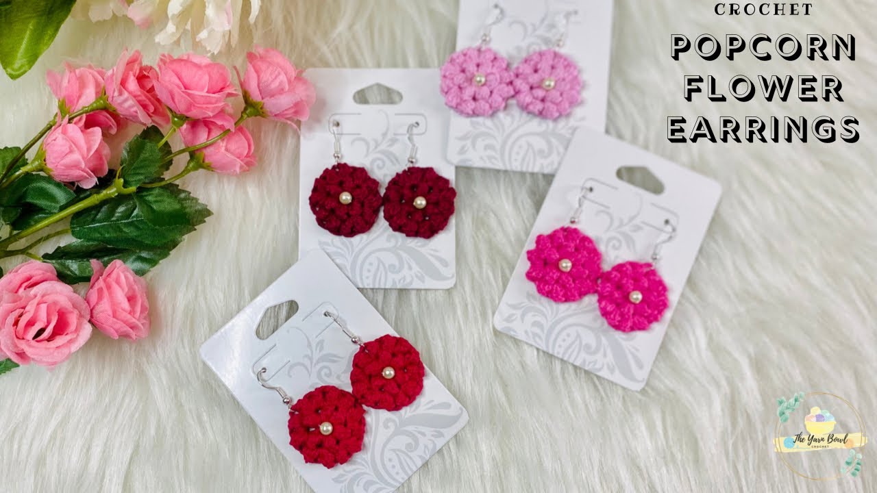 Popcorn Flower Earrings | Easy Crochet Earrings