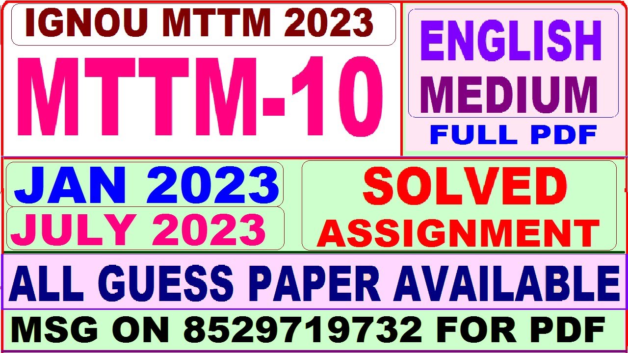 mttm 10 solved assignment 2023 / mttm 10 solved assignment 2022-23 / ignou mttm 10 2023-24