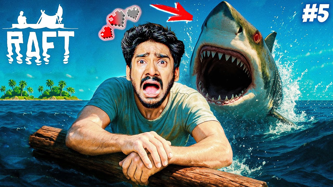 I Got KILLED BY  GREAT WHITE SHARK 🦈🌊⛵ Raft (Part 5) | WhoIsAarow