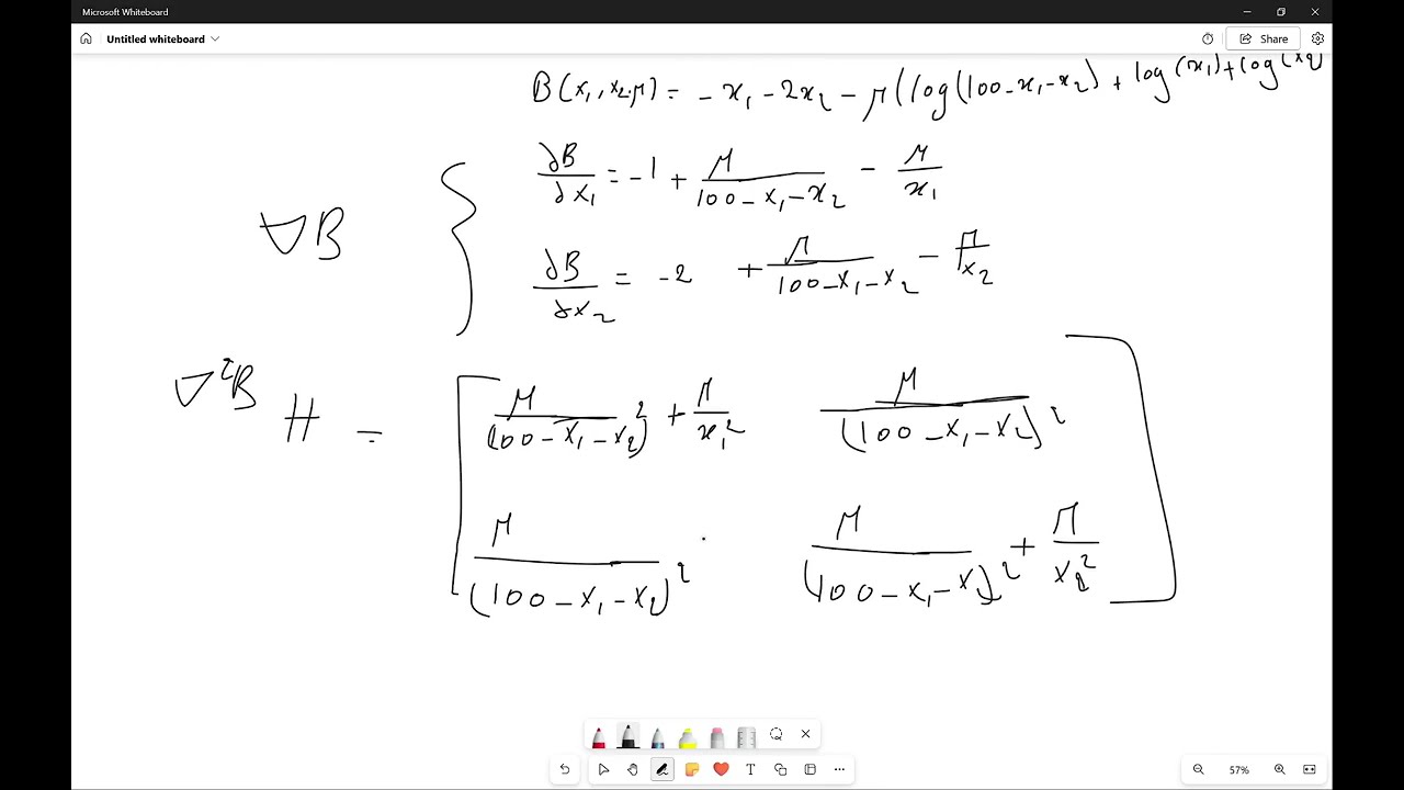 Mathematical programming, Optimization - hessian matrix exercise 