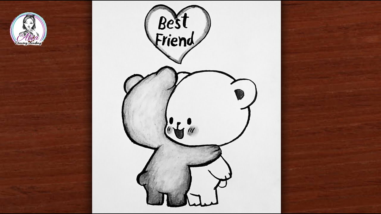 Best Friends ❤️  Pencil Sketch Tutorial | BFF Drawings Easy Step by Step | Friendship Drawing Easy