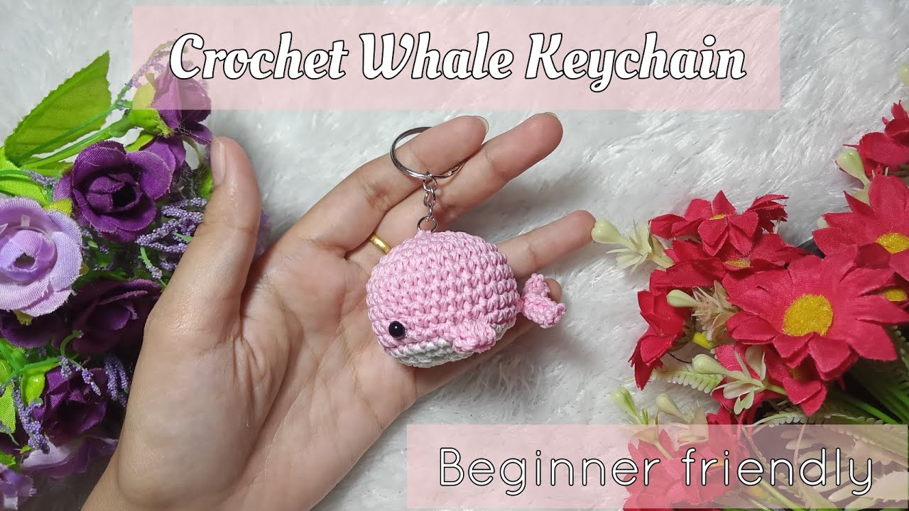 Merajut gantungan kunci paus | Crochet whale keychain
