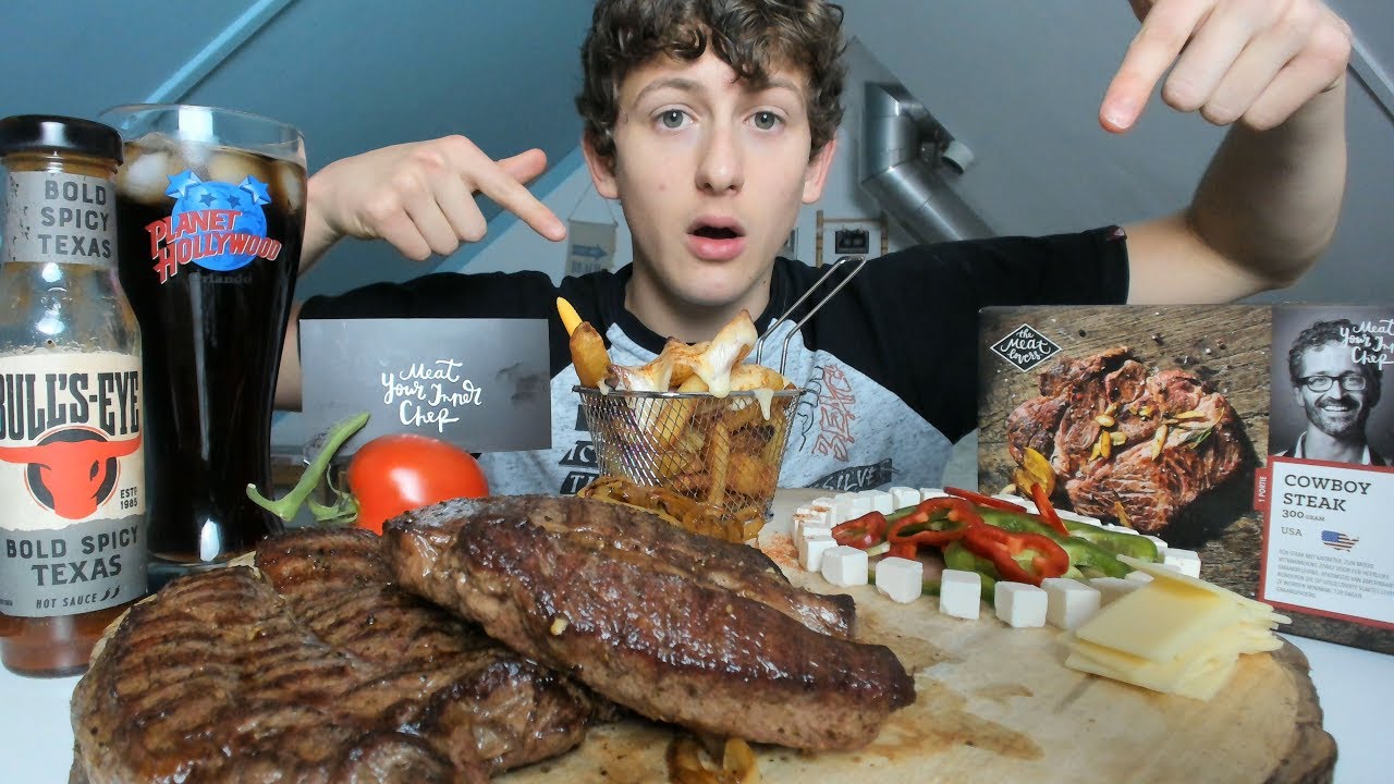 COWBOY STEAK MUKBANG!*TEXAS STYLE🤠*CAJUN FRIES STYLED🤤 MUKBANG*USING PEOPLE FOR VIEWS🤦‍♂️