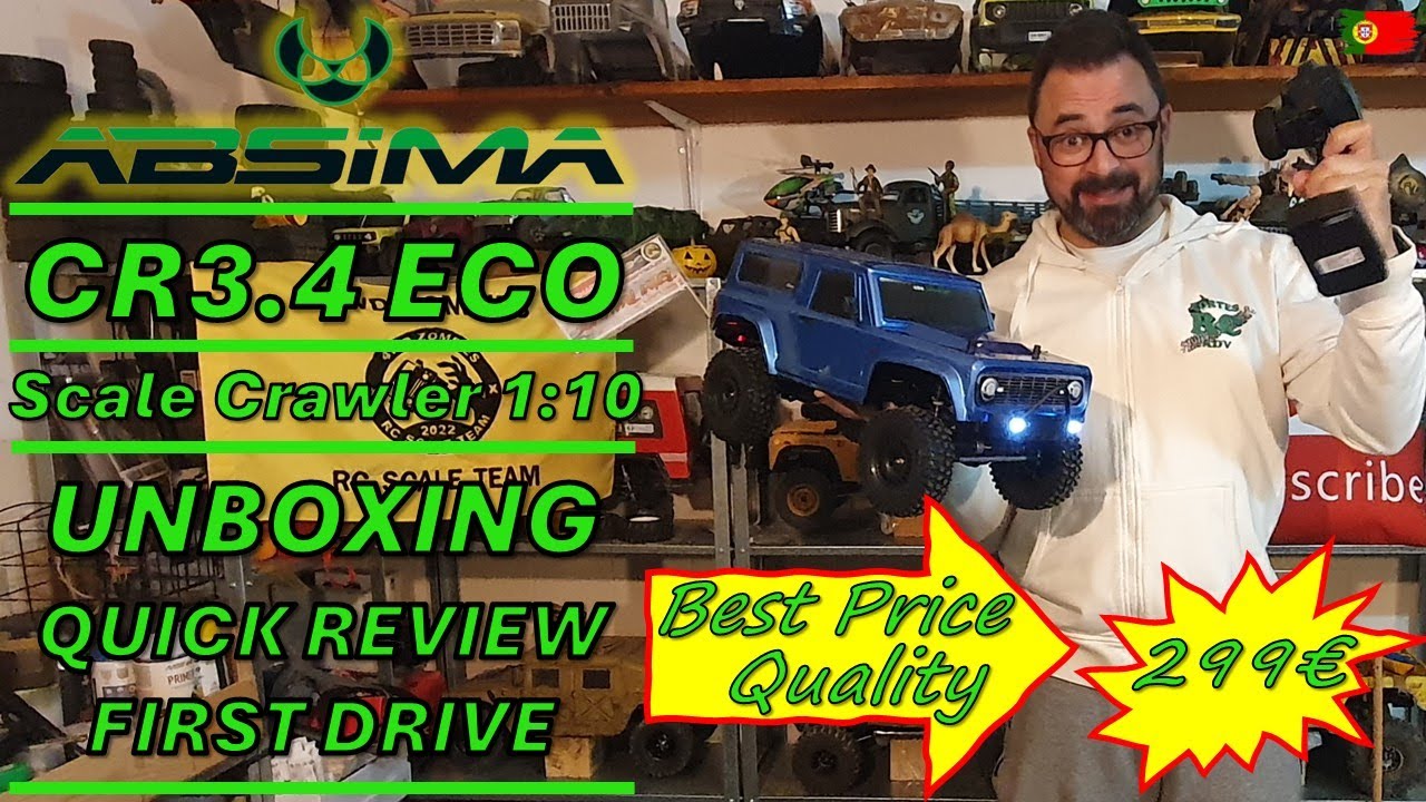 ABSIMA CR3.4 ECO Crawler - Unboxing + Review + Test Drive (English subtitles)