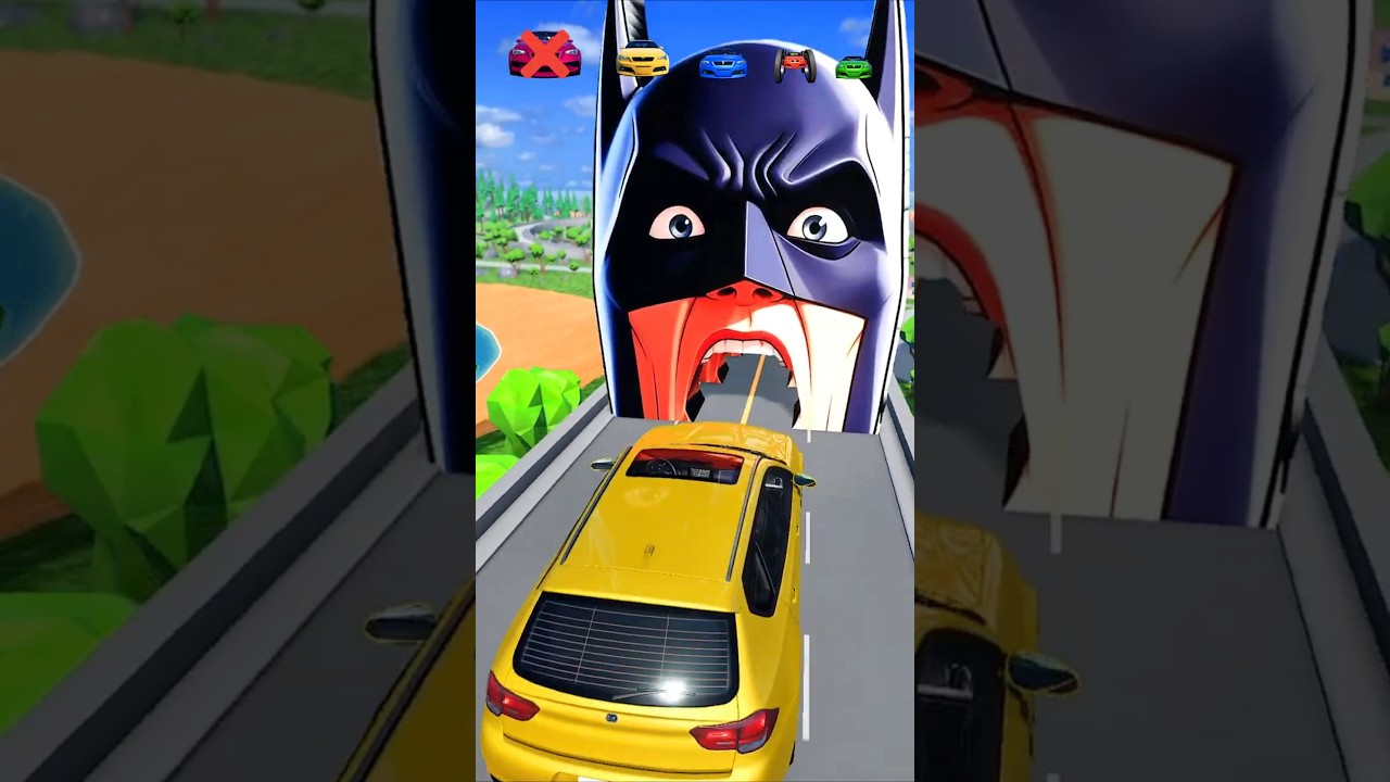 Big & Small Cars vs Giant Batman Head Wrong Choice! #shorts #beamngdrive #cars #bigsmallcars