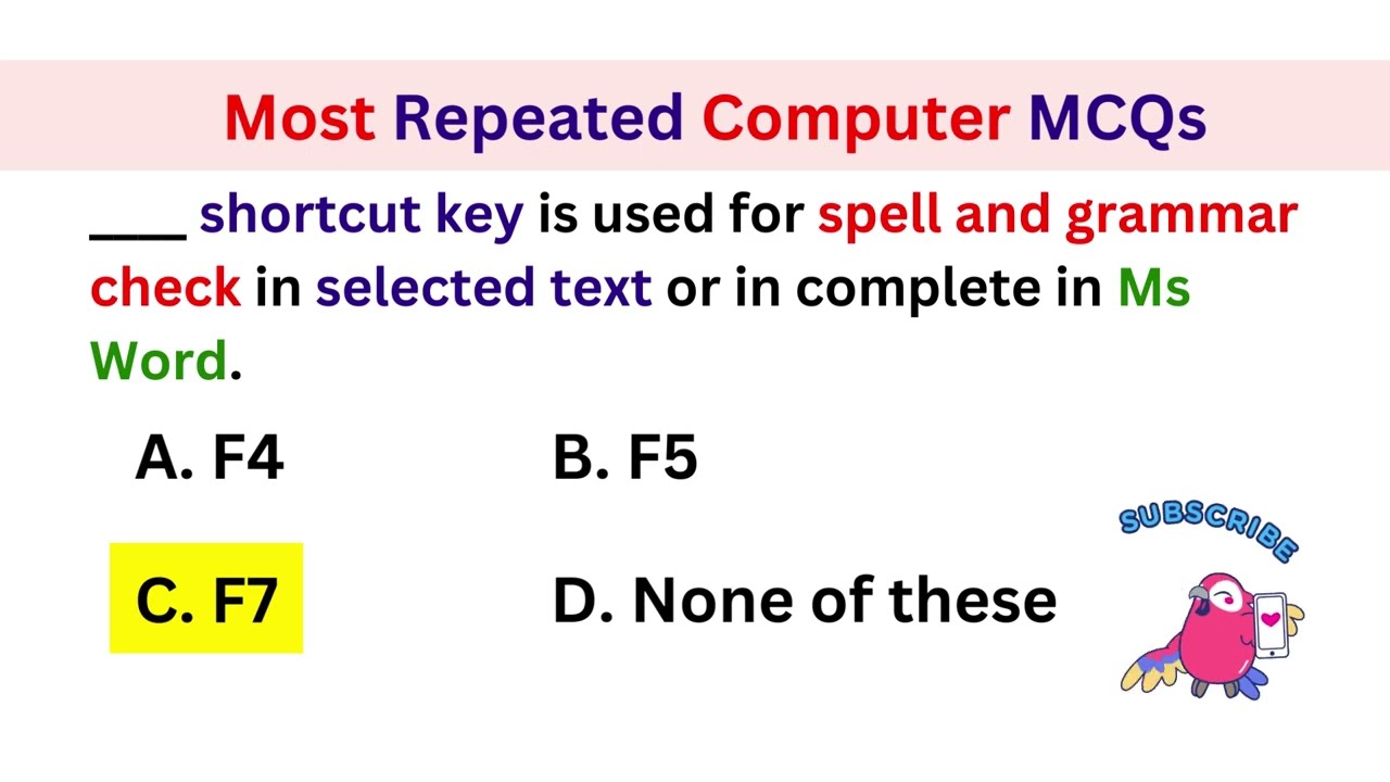 Most Repeated Computer MCQs