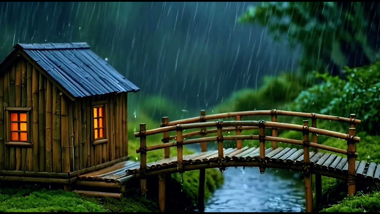 Soothing Rainstorm by the Bamboo Bridge | Deep Sleep Rain Sounds